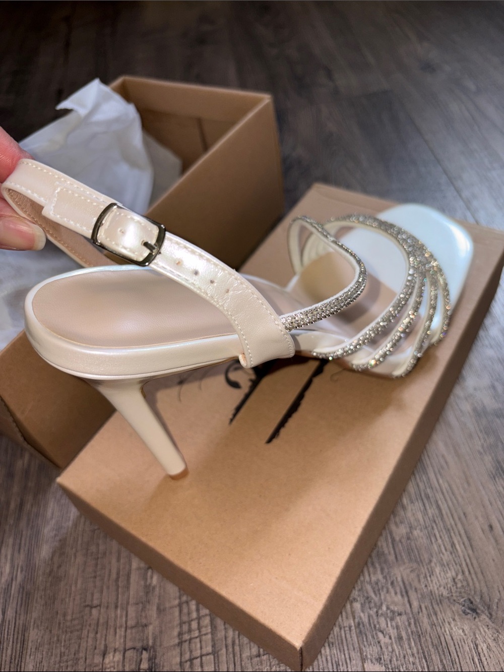 Crystal-Strap White Women’s Dress Sandal